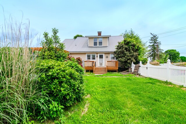 245 Cedar Grove Rd, Irvine, KY 40336 - back of house featuring a deck, a chimney, and metal roof