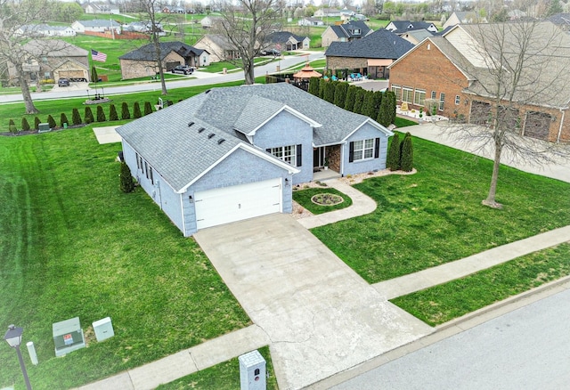 bird's eye view with a residential view