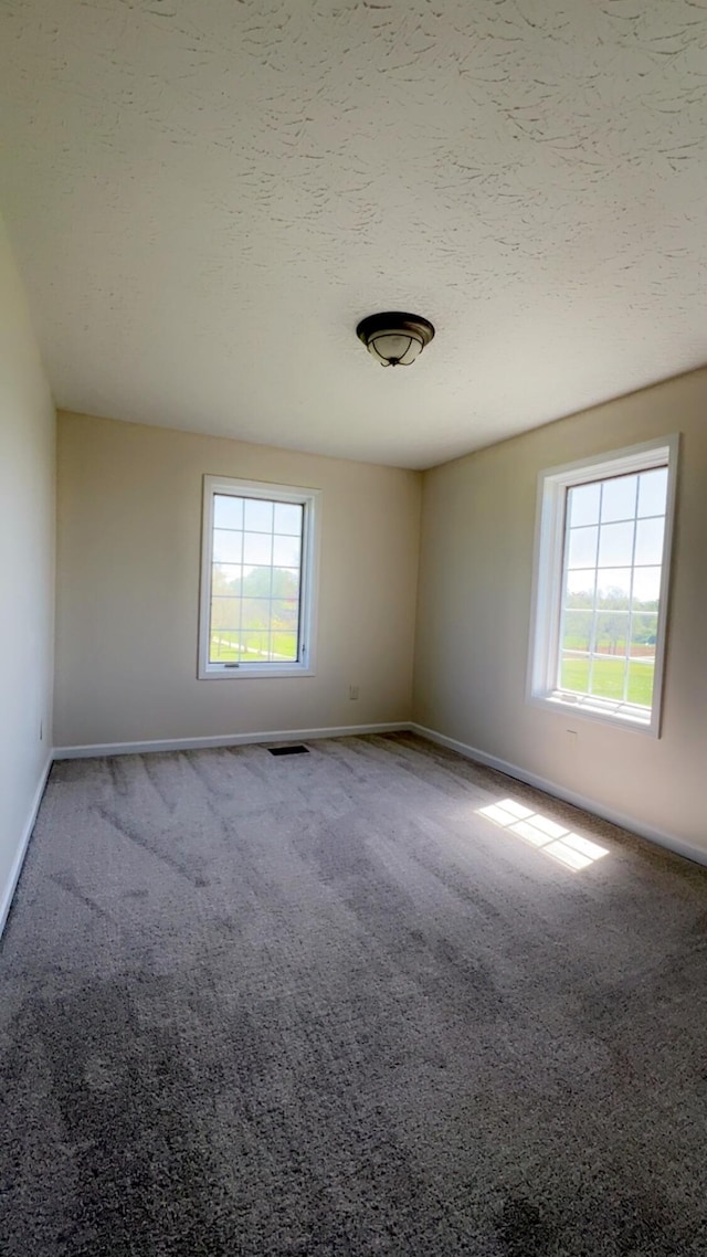 unfurnished room with plenty of natural light, carpet, and baseboards