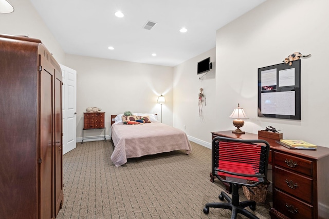204 Helmsley Ln, Versailles, KY 40383 - bedroom with light colored carpet, baseboards, recessed lighting, and an office area