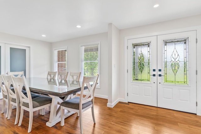1144 Crenshaw Ln, Nicholasville, KY 40356 - dining space featuring french doors, recessed lighting, baseboards, light wood finished floors, and visible vents