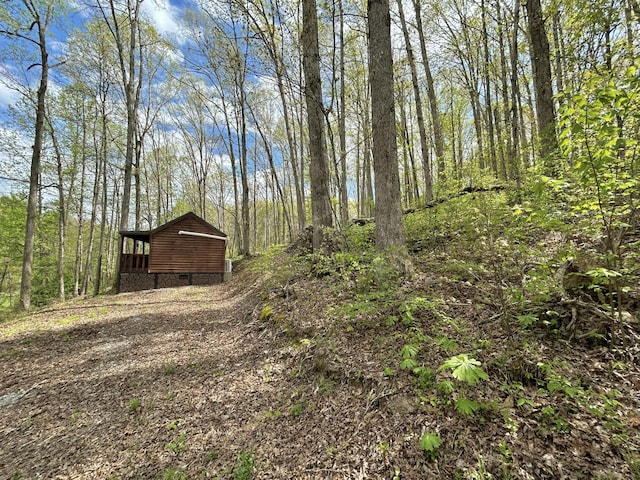 411 Alum Cave Rd, Annville, KY 40402 - view of yard with a wooded view and an outbuilding