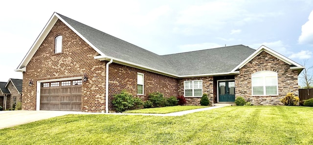 1500 Chardonnay Way, Berea, KY 40403 - view of front of property with a front lawn, a shingled roof, concrete driveway, and brick siding