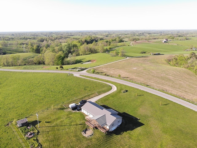 drone / aerial view with a rural view