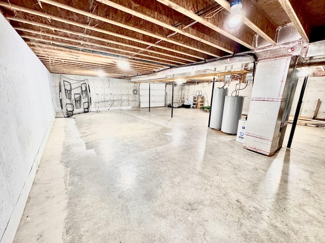 unfinished basement with water heater