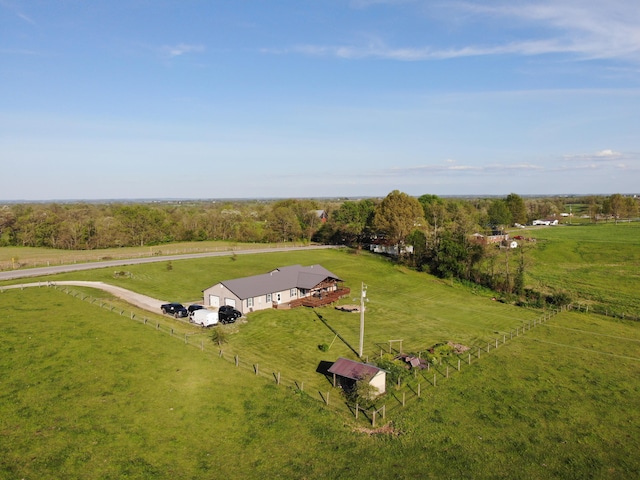 bird's eye view featuring a rural view