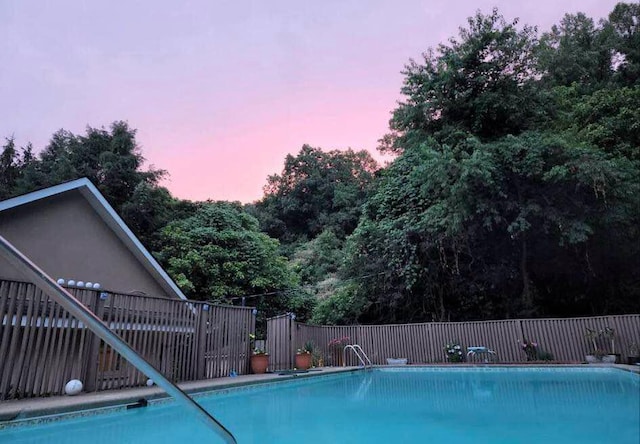 view of pool featuring a fenced in pool