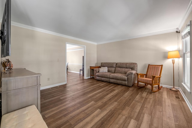 4805 Laurel Creek Cir, Lexington, KY 40515 - living area with crown molding, dark wood-type flooring, and baseboards