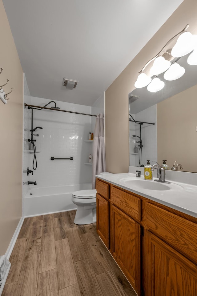 4805 Laurel Creek Cir, Lexington, KY 40515 - full bathroom with wood finished floors, toilet, shower / bathtub combination with curtain, and vanity