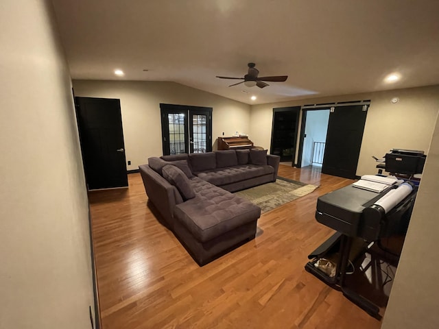 45 Pine Crest Rd, Lancaster, KY 40444 - living area with recessed lighting, a ceiling fan, wood finished floors, and vaulted ceiling