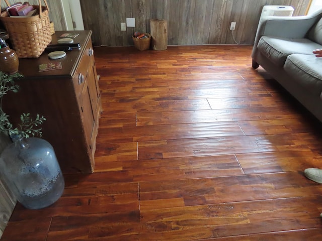 4362 Poor Ridge Pike, Lancaster, KY 40444 - living area featuring wood walls and dark wood-style floors