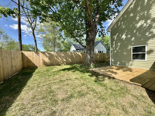 view of yard featuring a fenced backyard