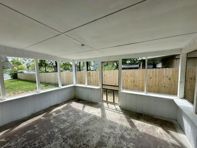 view of unfurnished sunroom