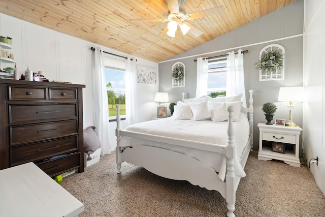 2805 W W Ridge Rd, Eubank, KY 42567 - bedroom with wooden ceiling, multiple windows, light carpet, and lofted ceiling