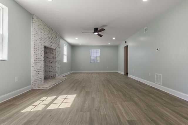 262 Main St, Salt Lick, KY 40371 - unfurnished living room with ceiling fan, baseboards, wood finished floors, and recessed lighting