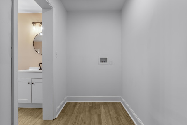 262 Main St, Salt Lick, KY 40371 - washroom featuring light wood-style floors, hookup for a washing machine, and baseboards