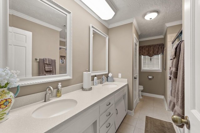 223 Lanetown Rd, Nancy, KY 42544 - bathroom featuring a sink, a textured ceiling, tile patterned floors, and toilet