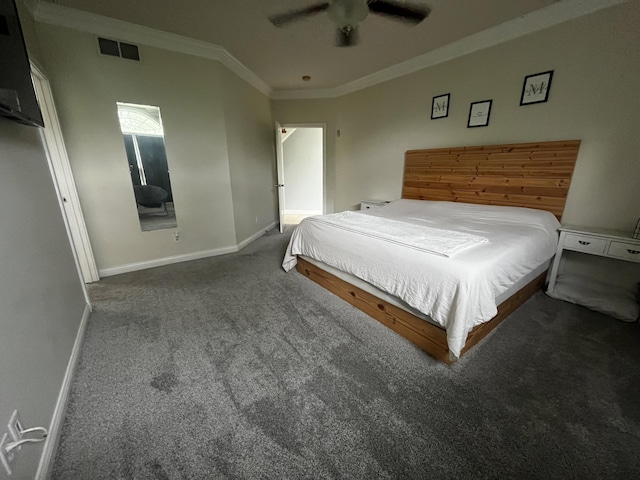 300 Woodlawn Dr, Carrolton, KY 41008 - carpeted bedroom with ornamental molding, baseboards, and a ceiling fan