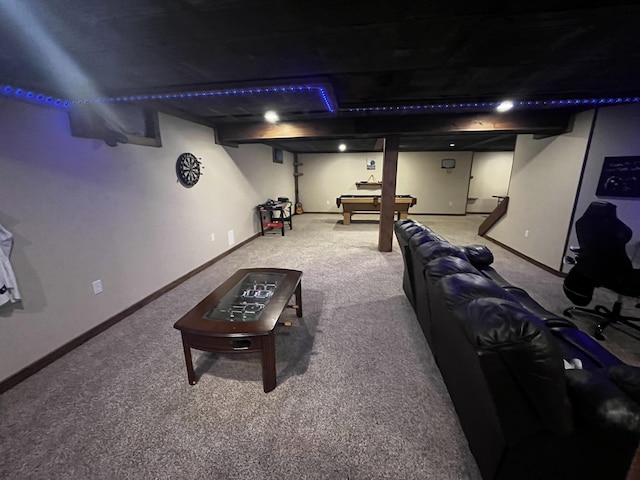 300 Woodlawn Dr, Carrolton, KY 41008 - cinema room featuring carpet floors, baseboards, and billiards table