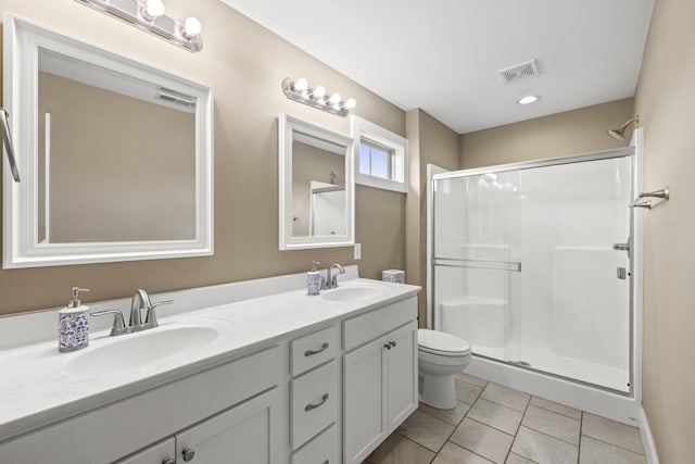 901 Auckland Ave, Richmond, KY 40475 - full bath with a shower stall, tile patterned flooring, toilet, and double vanity