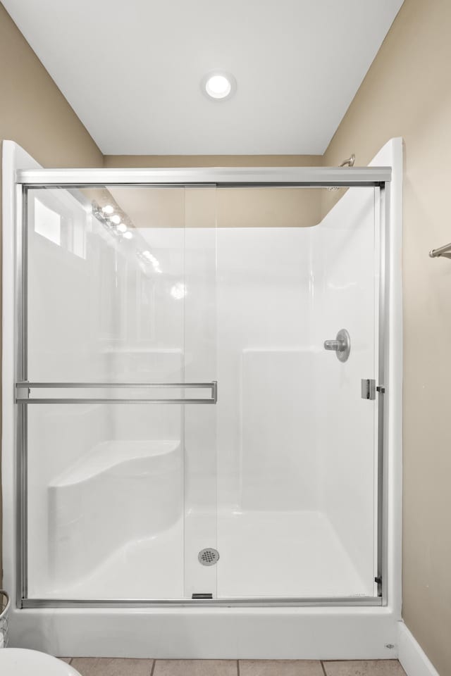 901 Auckland Ave, Richmond, KY 40475 - bathroom featuring a shower stall, tile patterned floors, and recessed lighting