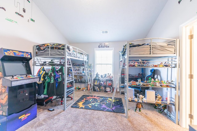 carpeted bedroom with visible vents