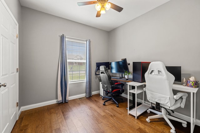 1620 Hannah Dr, Lawrenceburg, KY 40342 - office area with baseboards, ceiling fan, and wood finished floors