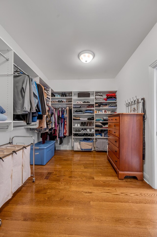spacious closet with light wood-style flooring