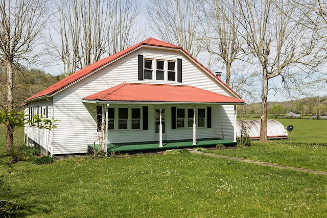 534 Lower Gilmore Rd, Campton, KY 41301 - exterior space featuring covered porch, metal roof, and a front yard