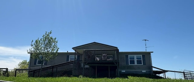 980 Persimmon Ridge Rd, Carlisle, KY 40311 - rear view of property featuring stairway, a deck, and fence