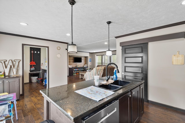 6989 W Laurel Rd, London, KY 40741 - kitchen with a sink, recessed lighting, an island with sink, open floor plan, and stainless steel dishwasher
