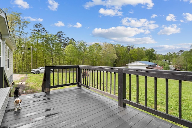 6989 W Laurel Rd, London, KY 40741 - deck with a view of trees and a lawn