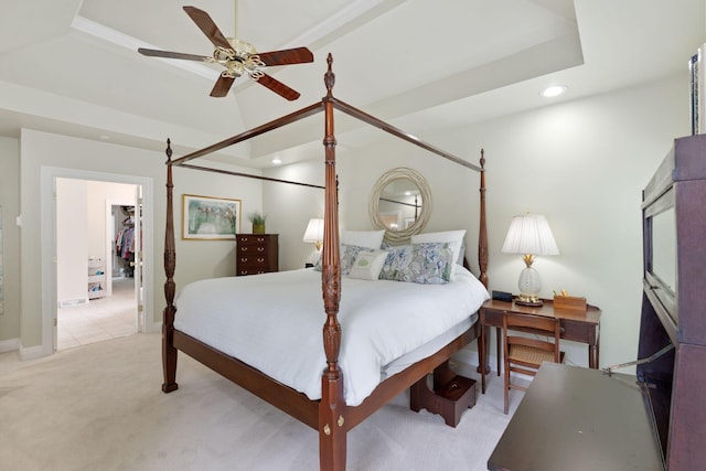 3283 Snaffle Rd, Lexington, KY 40513 - bedroom featuring light colored carpet, recessed lighting, a spacious closet, and ceiling fan