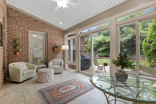 3283 Snaffle Rd, Lexington, KY 40513 - sunroom with plenty of natural light, vaulted ceiling, and a ceiling fan