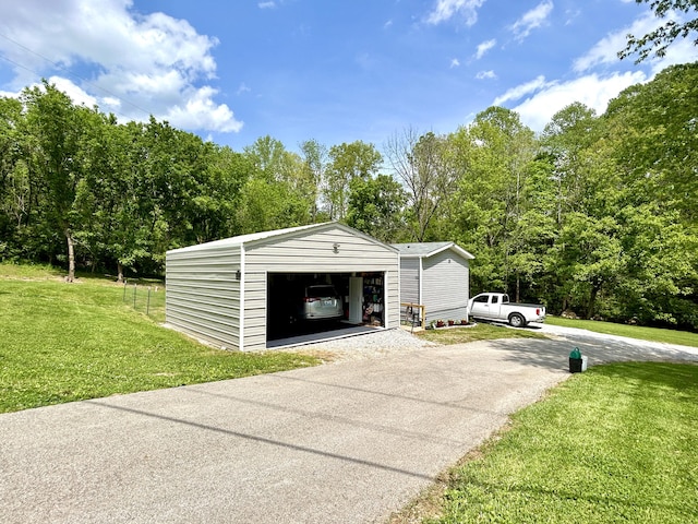 view of detached garage