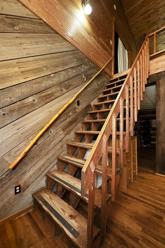 2616 Doylesville Rd, Richmond, KY 40475 - staircase featuring wood-type flooring and wood walls