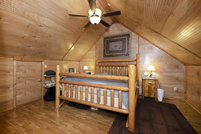 2616 Doylesville Rd, Richmond, KY 40475 - bedroom featuring wood walls, wooden ceiling, wood finished floors, and vaulted ceiling