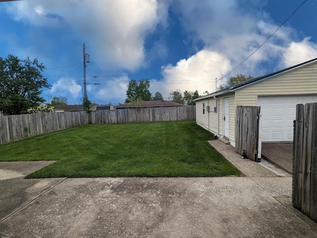 view of yard with a fenced backyard