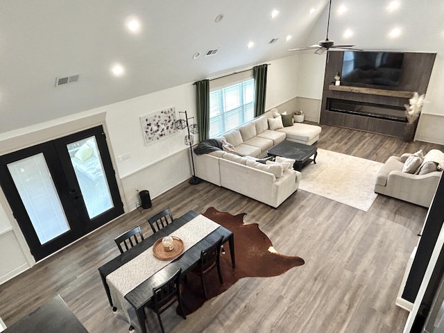 11 Marco Island Dr, Somerset, KY 42503 - living room featuring a ceiling fan, lofted ceiling, and wood finished floors