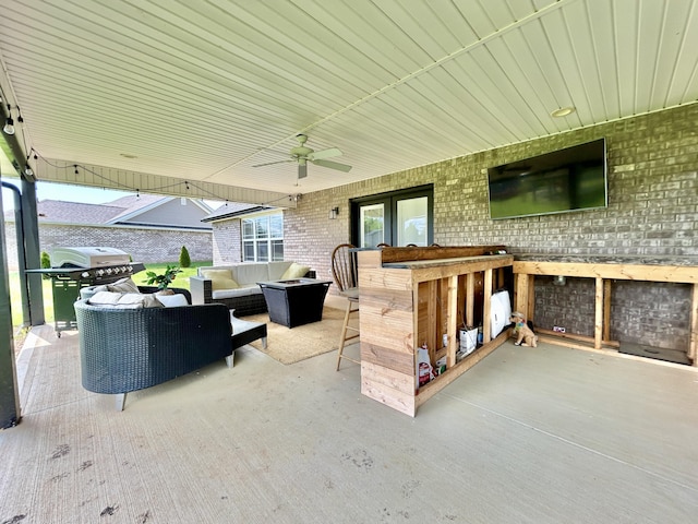 11 Marco Island Dr, Somerset, KY 42503 - view of patio / terrace with a grill, an outdoor hangout area, and a ceiling fan