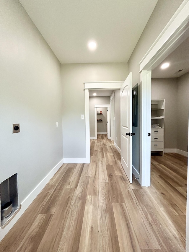 108 Patriot Dr, Science Hill, KY 42553 - hallway featuring light wood finished floors, baseboards, and recessed lighting