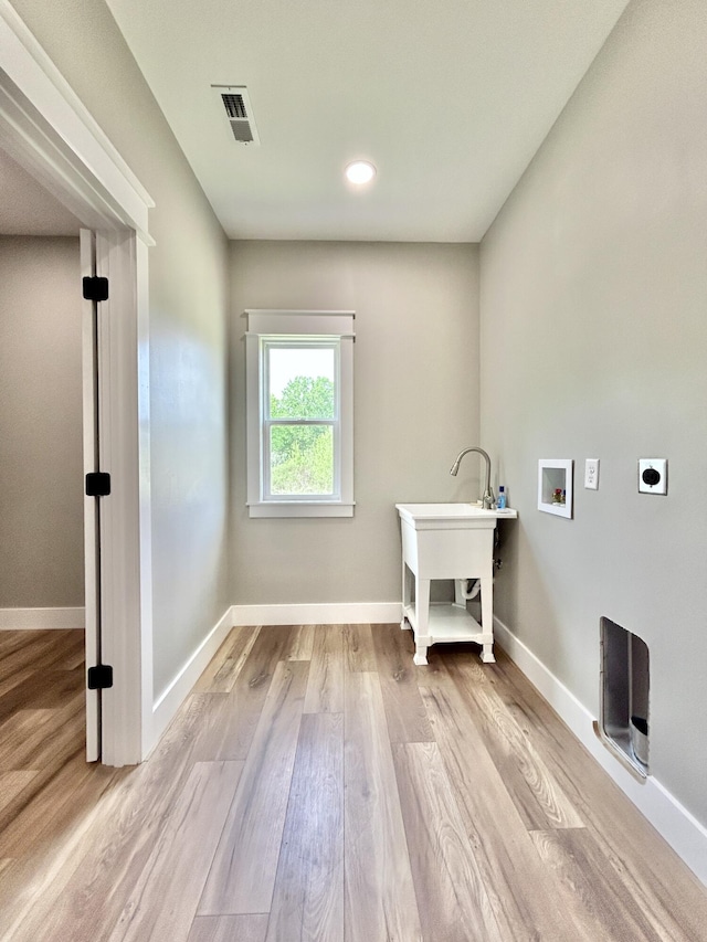 108 Patriot Dr, Science Hill, KY 42553 - laundry area with electric dryer hookup, washer hookup, wood finished floors, baseboards, and recessed lighting