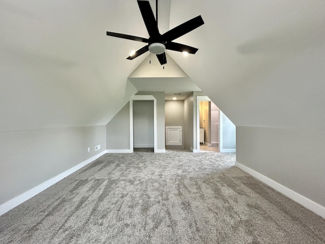 108 Patriot Dr, Science Hill, KY 42553 - bonus room featuring carpet floors, vaulted ceiling, ceiling fan, and baseboards