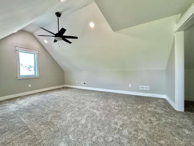 108 Patriot Dr, Science Hill, KY 42553 - bonus room featuring a ceiling fan, lofted ceiling, carpet, and baseboards