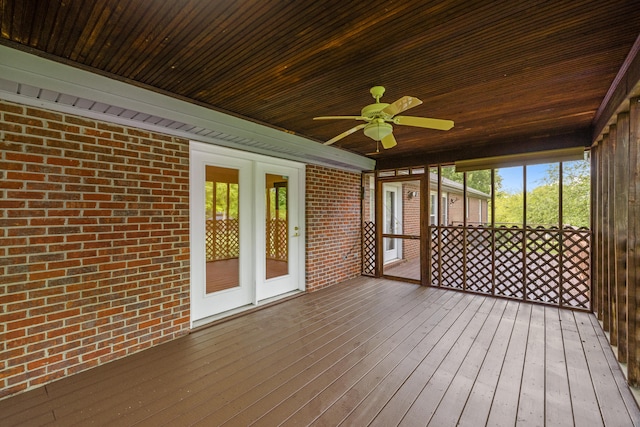 1021 Fairway Dr, Georgetown, KY 40324 - unfurnished sunroom with a ceiling fan, french doors, and healthy amount of natural light
