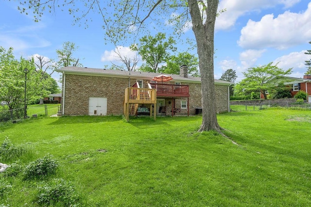 525 Hiawatha Trl, Frankfort, KY 40601 - rear view of house featuring a wooden deck, a chimney, central AC, and brick siding