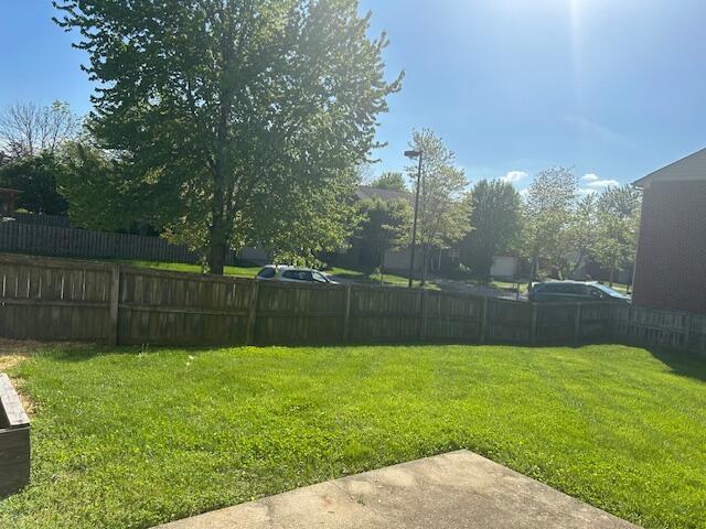 view of yard featuring a fenced backyard