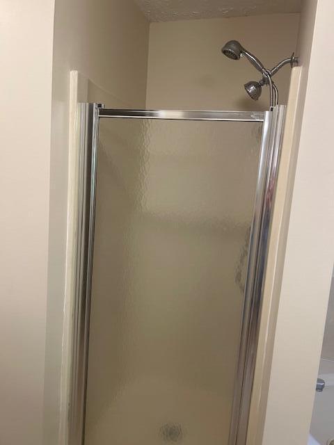 bathroom with a shower stall