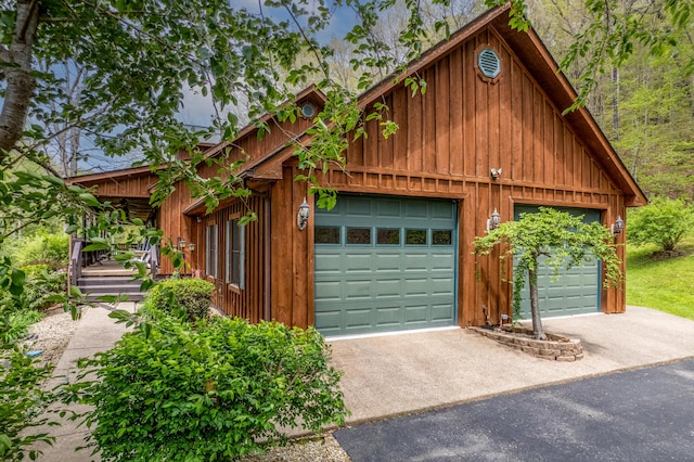 detached garage with covered porch