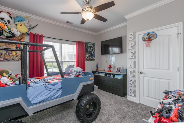 1035 Vineyard Way, Berea, KY 40403 - carpeted bedroom with ornamental molding and a ceiling fan
